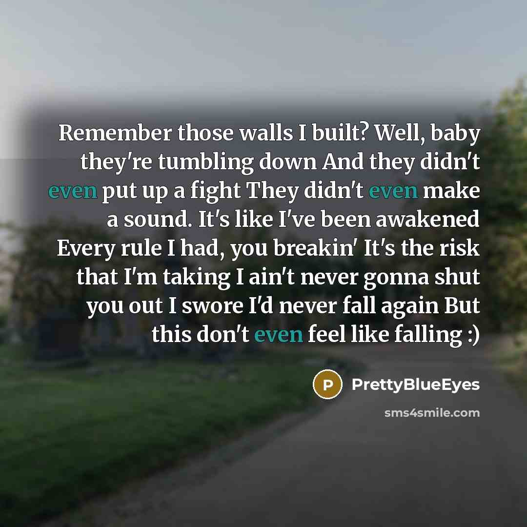 “Remember those walls I built? Well, baby they're tumbling down…” quote by PrettyBlueEyes