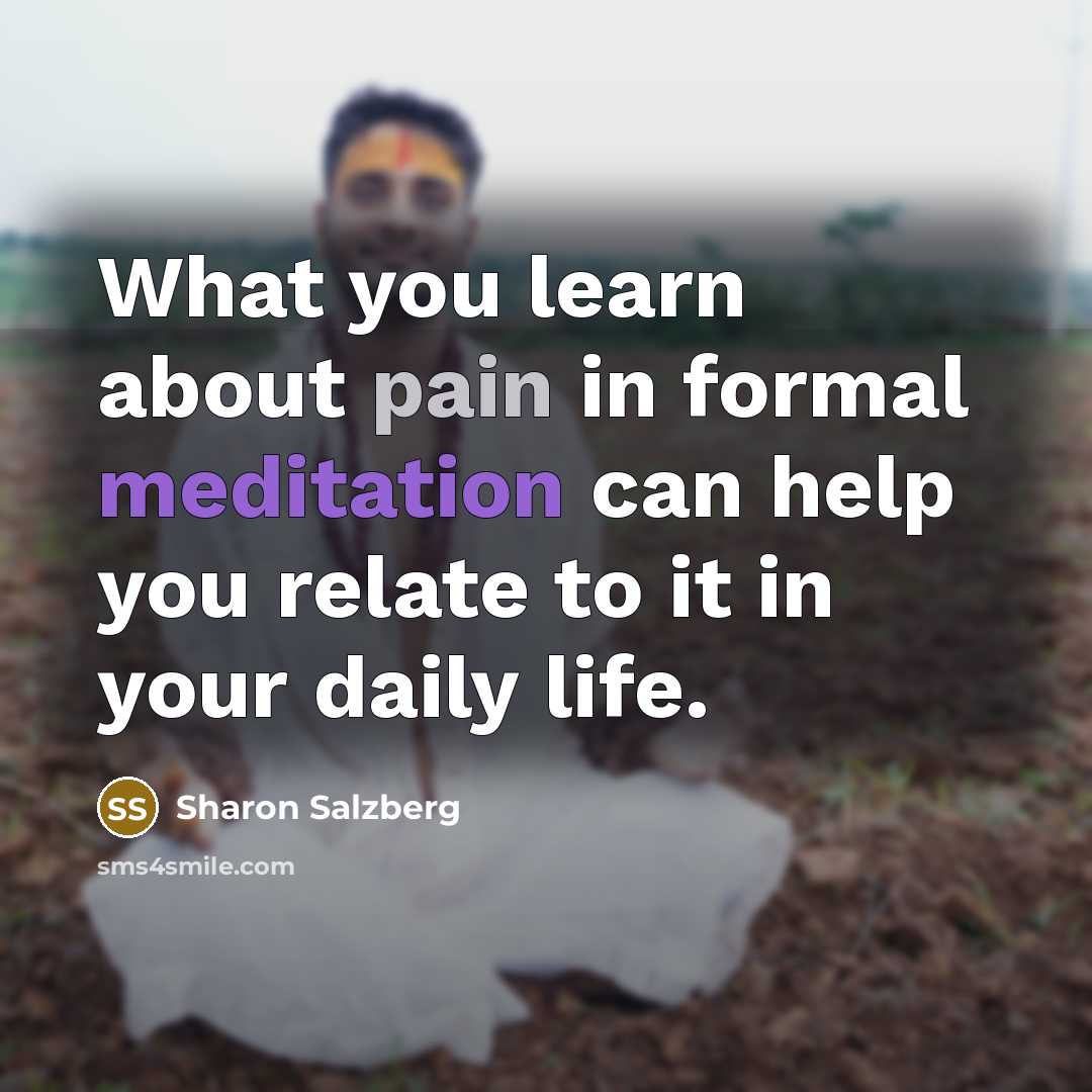 “What you learn about pain in formal meditation can help…” quote by Sharon Salzberg