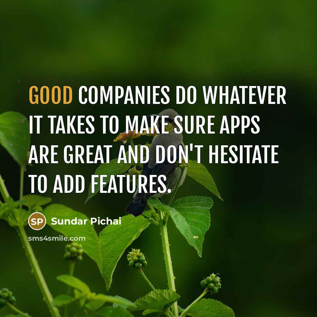 “Good companies do whatever it takes to make sure apps…” quote by Sundar Pichai