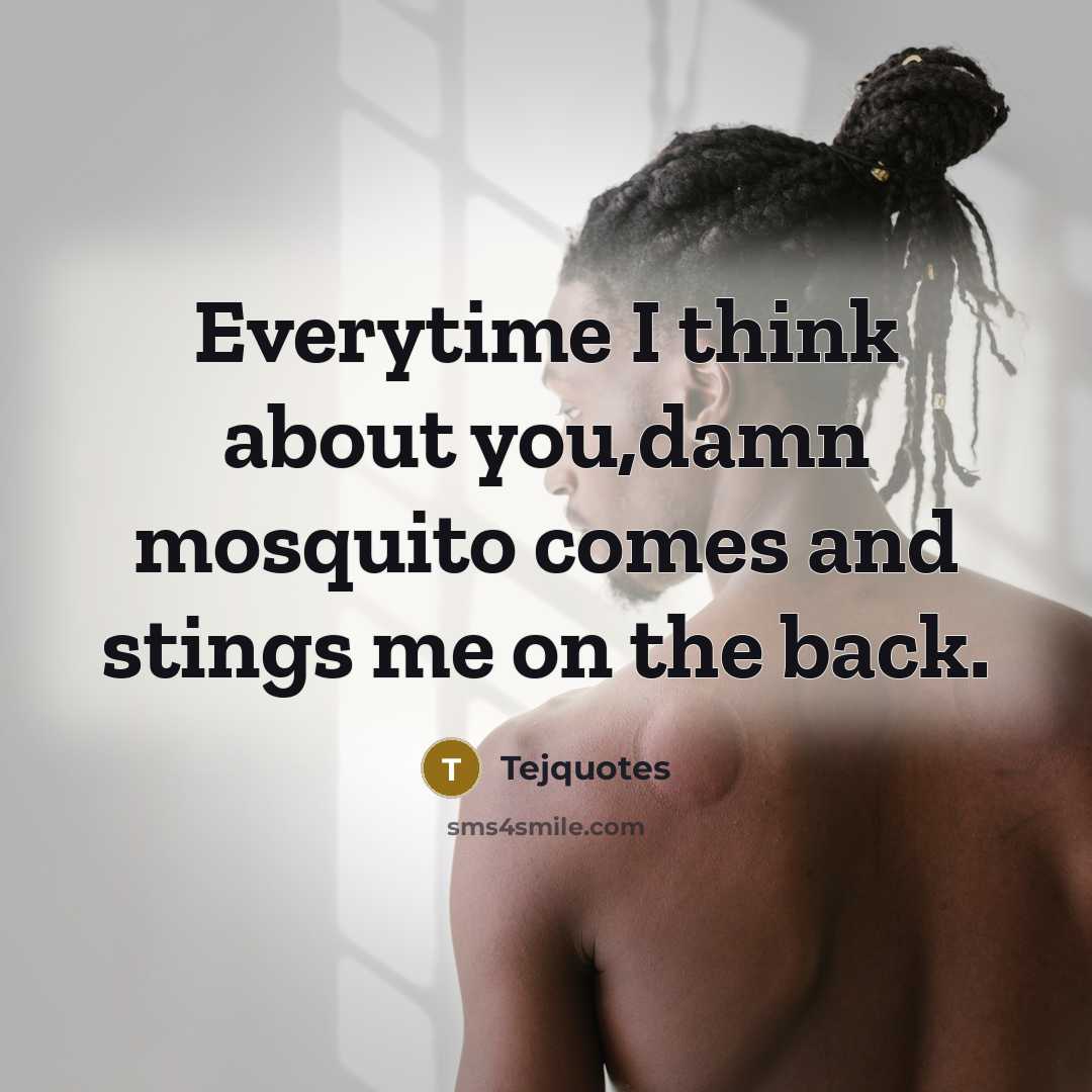 “Everytime I think about you,damn mosquito comes and stings me…” quote by Tejquotes