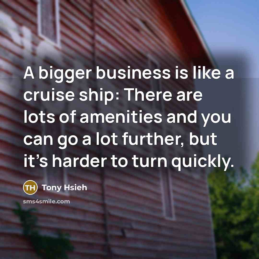 “A bigger business is like a cruise ship: There are…” quote by Tony Hsieh