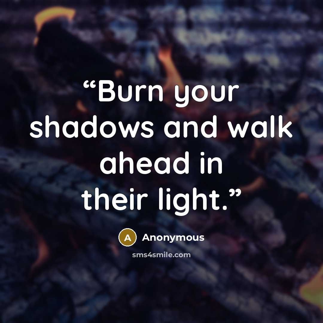 “Burn your shadows and walk ahead in their light.” quote by Anonymous