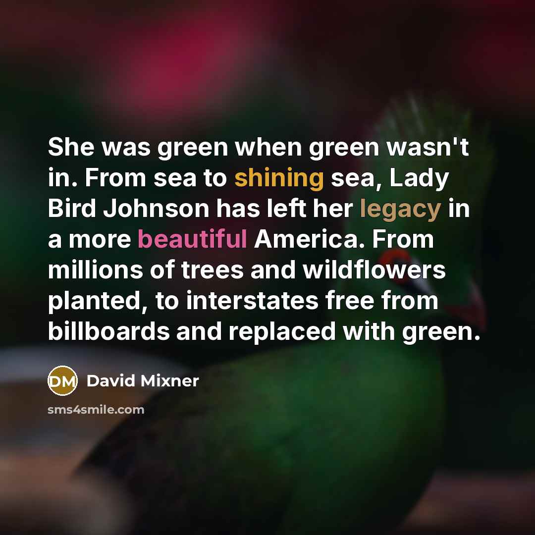 “She was green when green wasn't in. From sea to…” quote by David Mixner