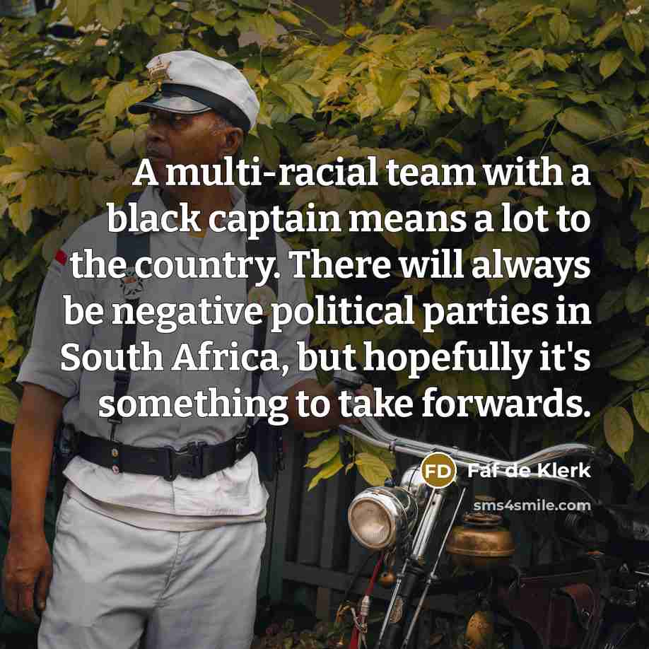 “A multi-racial team with a black captain means a lot…” quote by Faf de Klerk