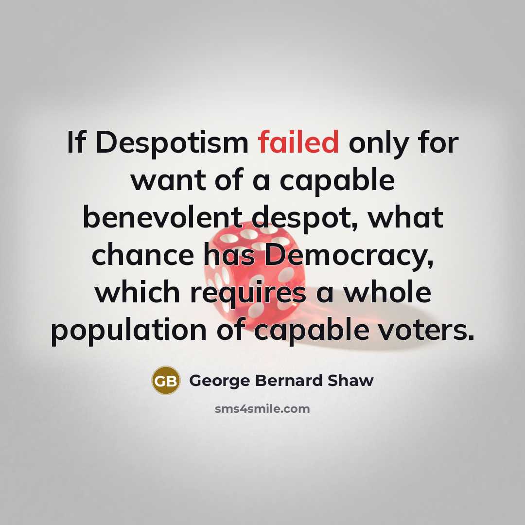 “If Despotism failed only for want of a capable benevolent…” quote by George Bernard Shaw