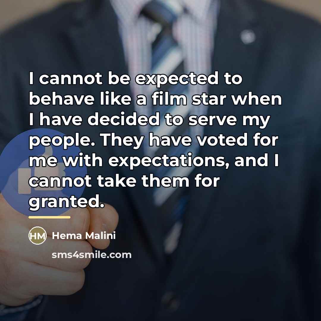 “I cannot be expected to behave like a film star…” quote by Hema Malini