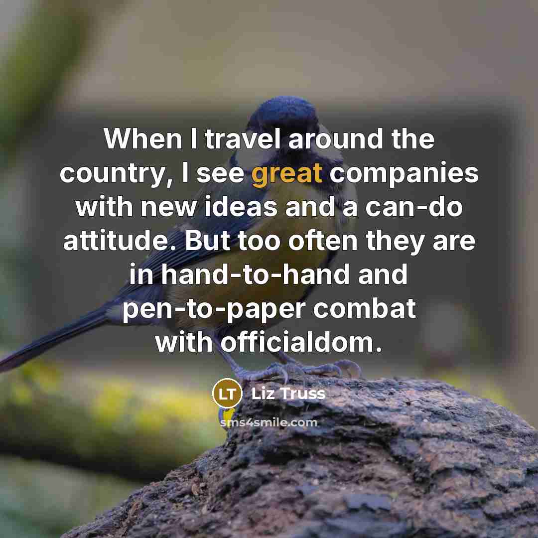 “When I travel around the country, I see great companies…” quote by Liz Truss