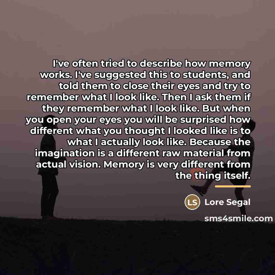 “I've often tried to describe how memory works. I've suggested…” quote by Lore Segal