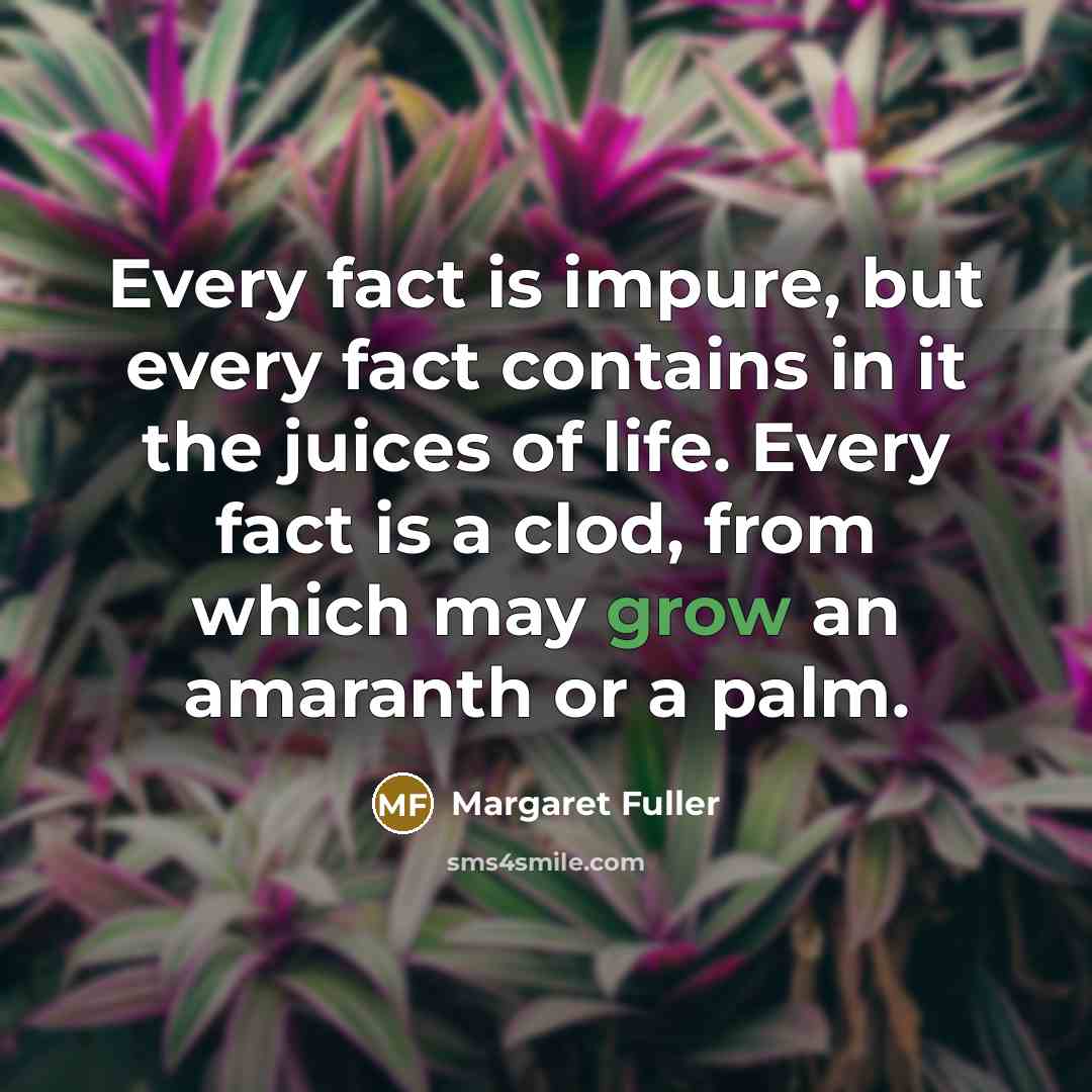 “Every fact is impure, but every fact contains in it…” quote by Margaret Fuller