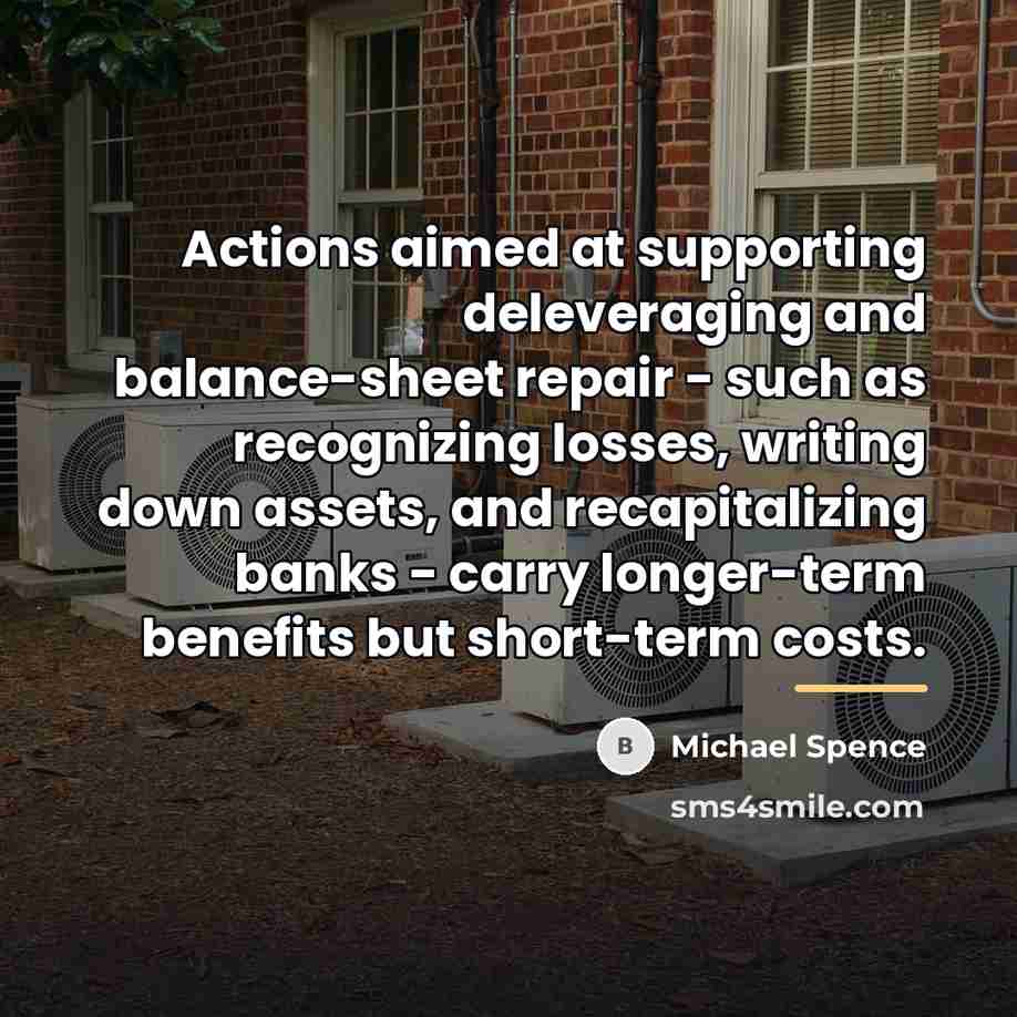 “Actions aimed at supporting deleveraging and balance-sheet repair - such…” quote by Michael Spence