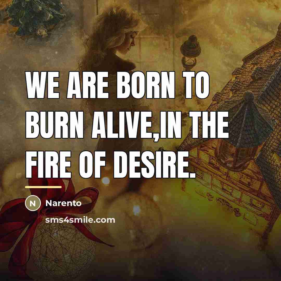 “We are Born to Burn alive,in the fire of desire.…” quote by Narento