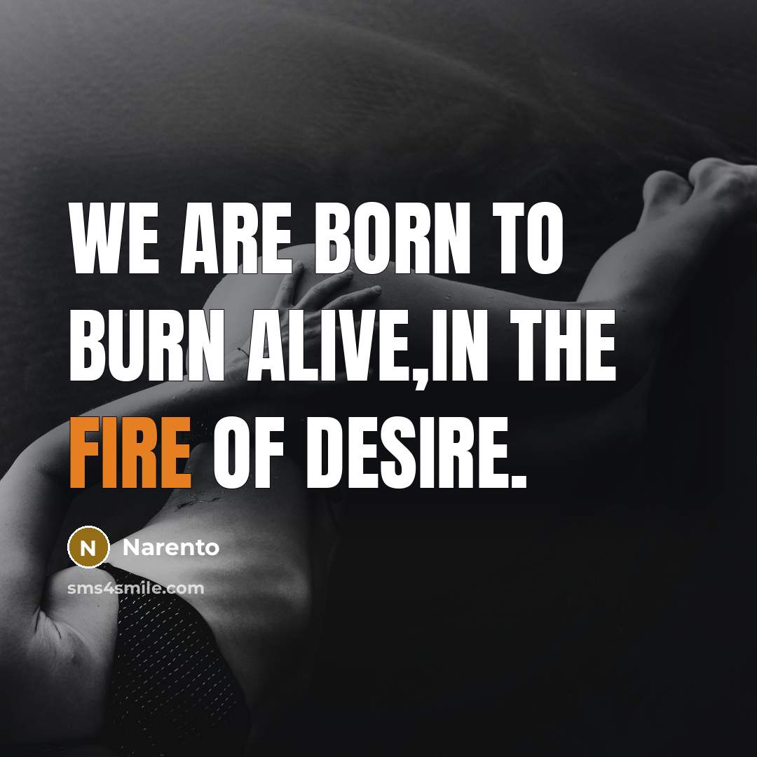 “We are Born to Burn alive,in the fire of desire.” quote by Narento