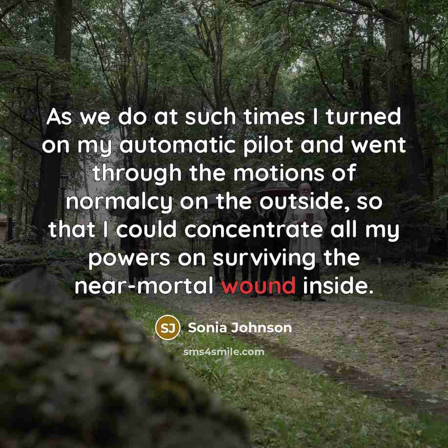 “As we do at such times I turned on my…” quote by Sonia Johnson