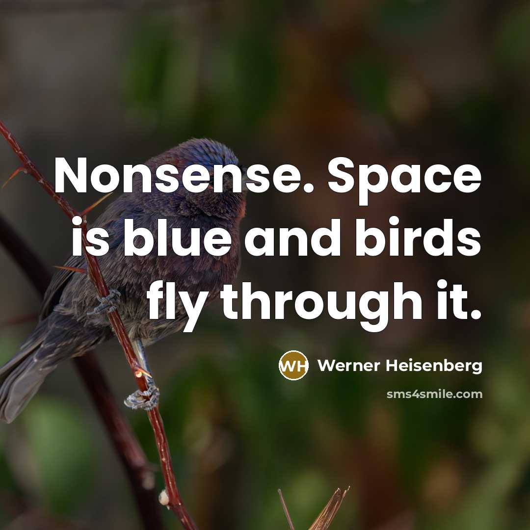 “Nonsense. Space is blue and birds fly through it.…” quote by Werner Heisenberg