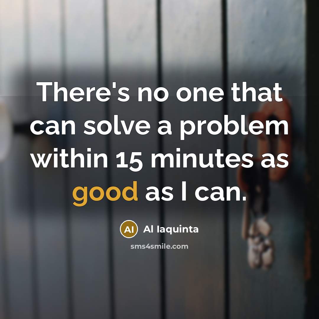 “There's no one that can solve a problem within 15 minutes as good as I can.” quote by Al Iaquinta
