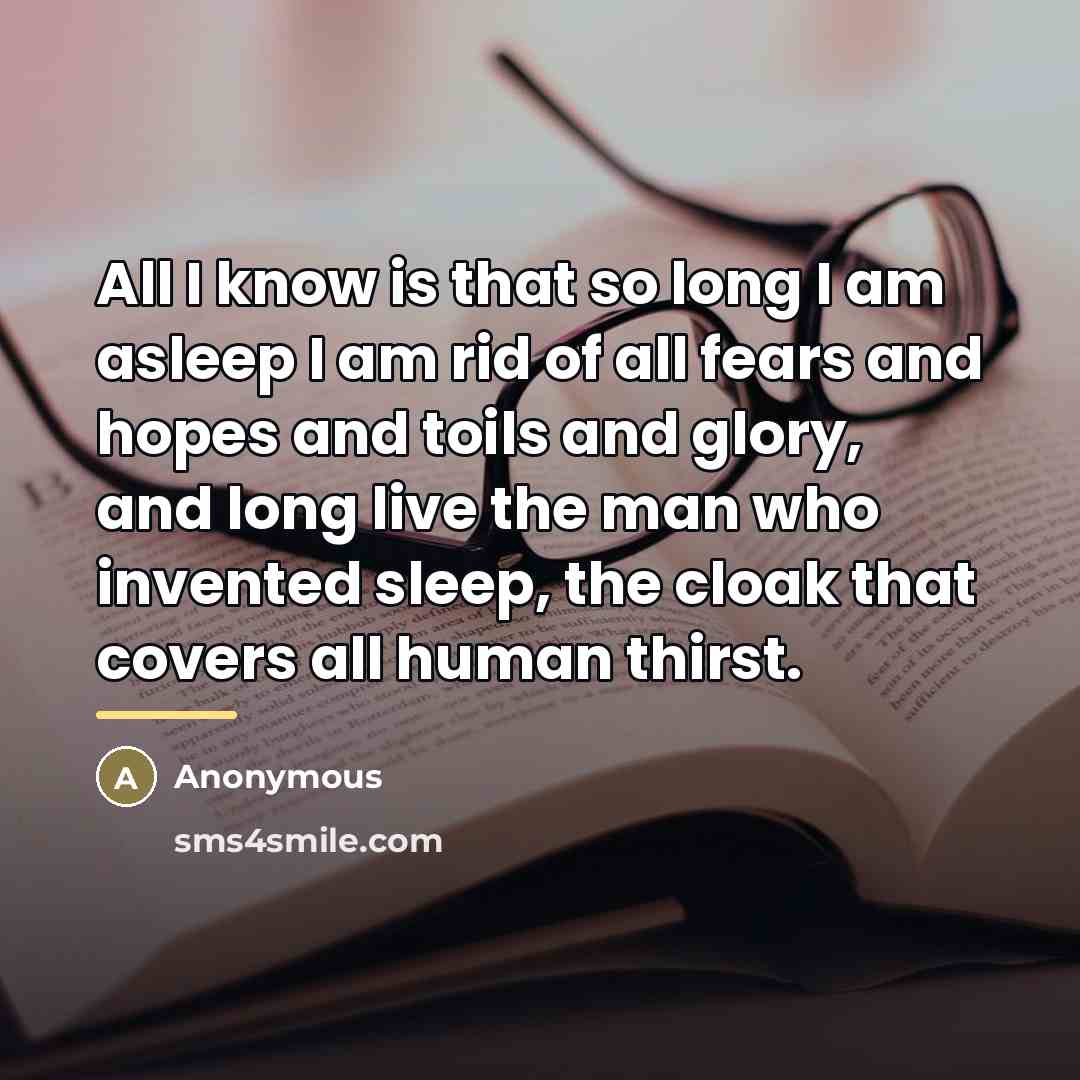 “All I know is that so long I am asleep…” quote by Anonymous