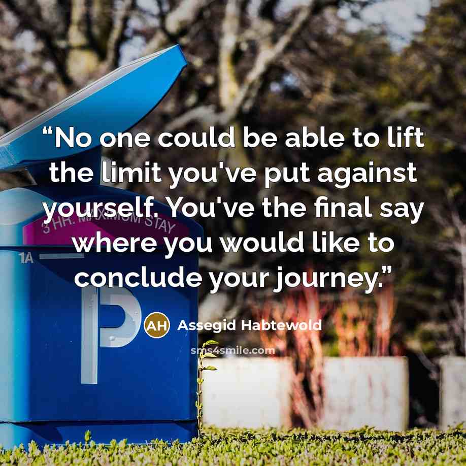 “No one could be able to lift the limit you've put against yourself. You've the final say where you would like to conclude your journey.” quote by Assegid Habtewold