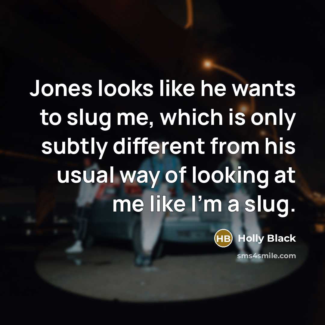 “Jones looks like he wants to slug me, which is…” quote by Holly Black