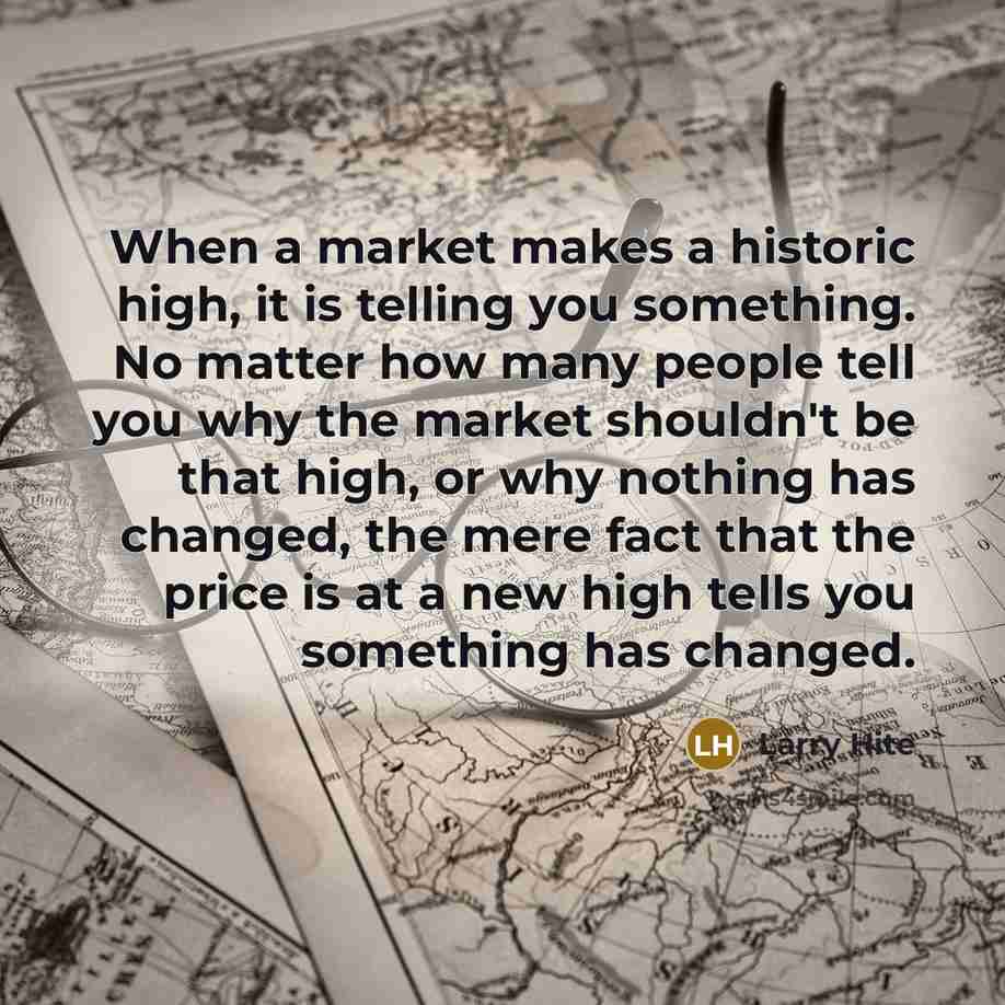 “When a market makes a historic high, it is telling…” quote by Larry Hite