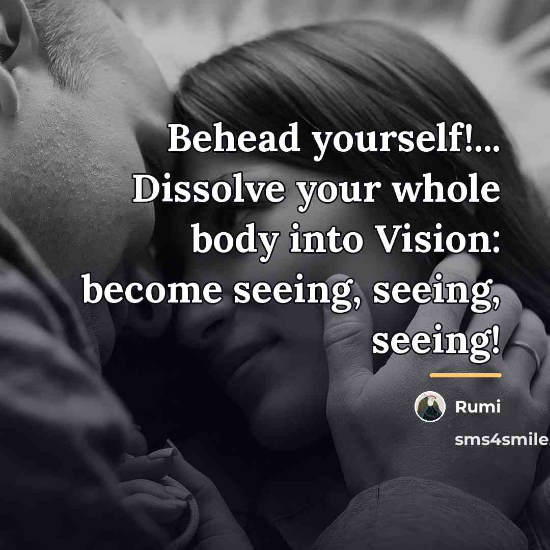 “Behead yourself!... Dissolve your whole body into Vision: become seeing,…” quote by Rumi