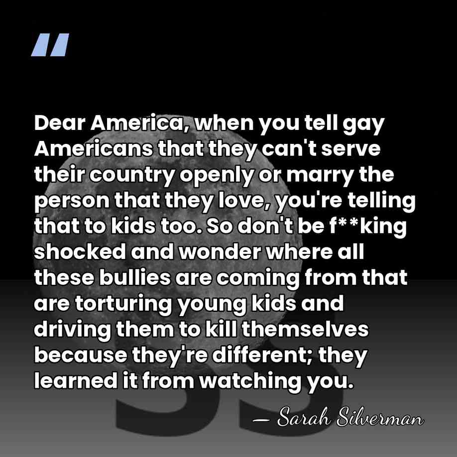 Dear America, when you tell gay Americans that they can't serve their&hellip; - Sarah Silverman