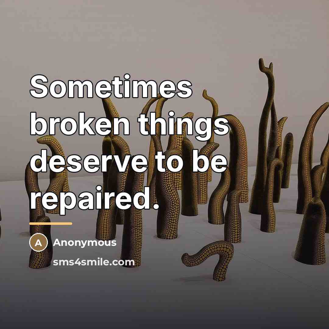 “Sometimes broken things deserve to be repaired.…” quote by Anonymous