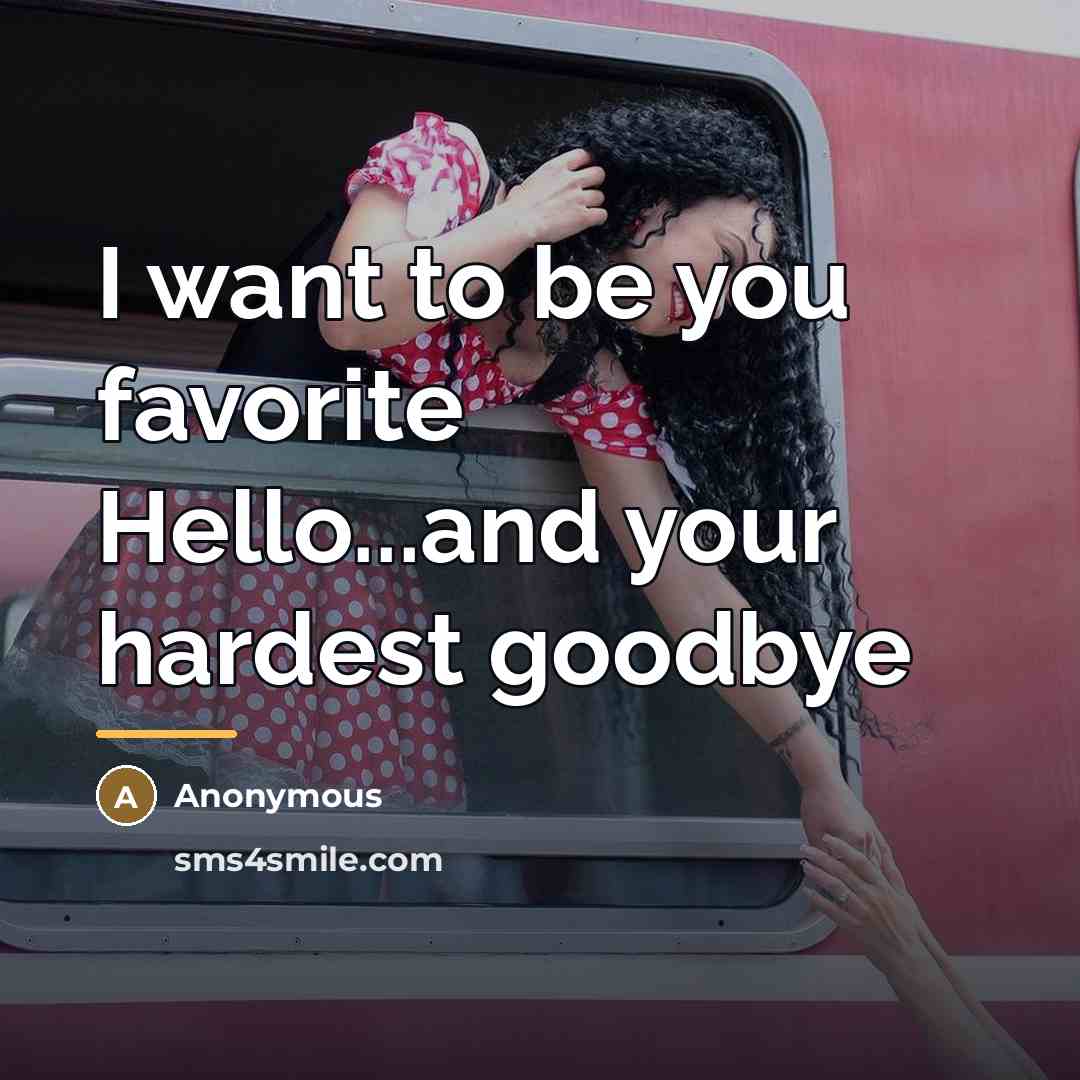 “I want to be you favorite Hello...and your hardest goodbye…” quote by Anonymous