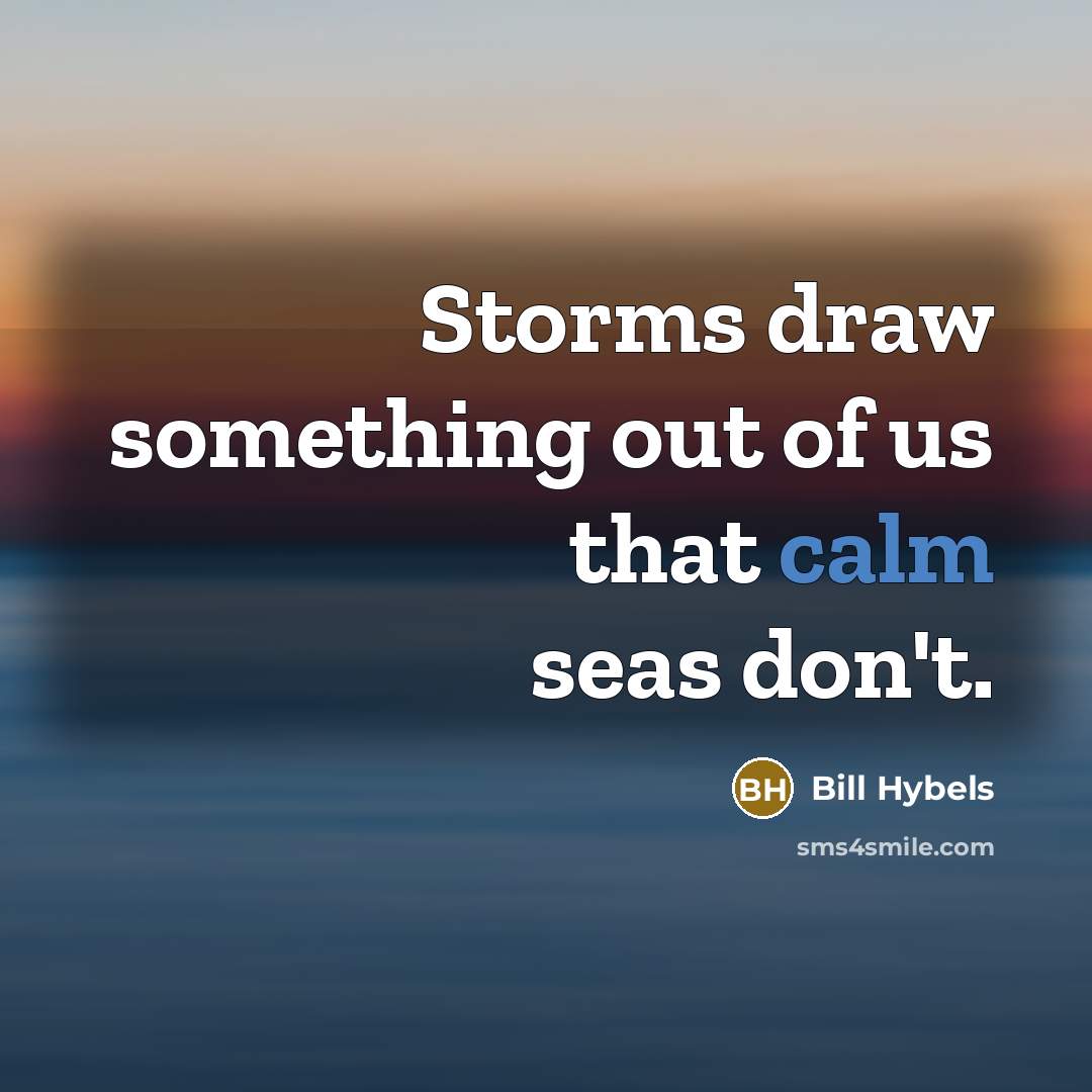 “Storms draw something out of us that calm seas don't.…” quote by Bill Hybels