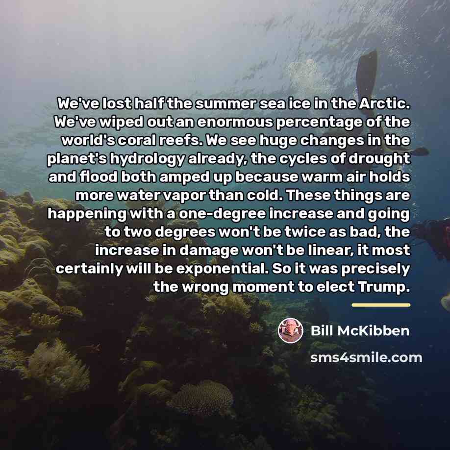 “We've lost half the summer sea ice in the Arctic.…” quote by Bill McKibben