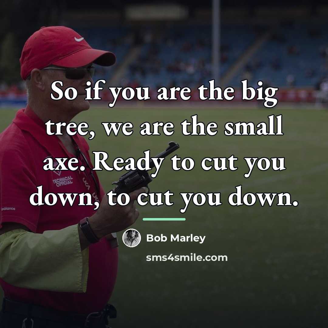 “So if you are the big tree, we are the…” quote by Bob Marley