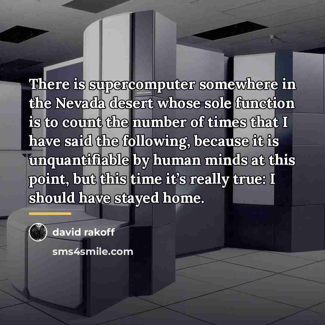 “There is supercomputer somewhere in the Nevada desert whose sole…” quote by David Rakoff