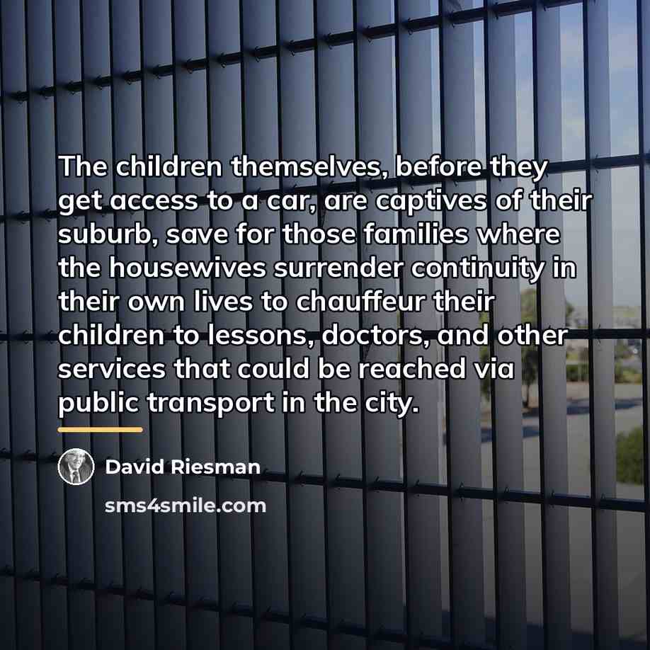 “The children themselves, before they get access to a car,…” quote by David Riesman