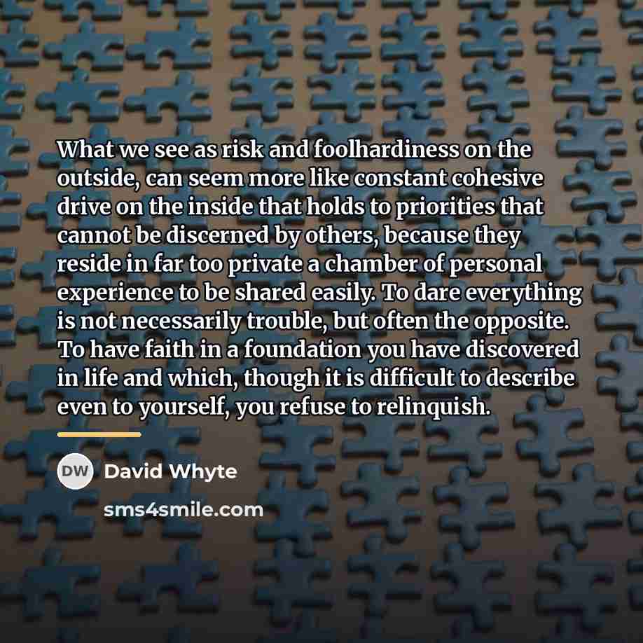 “What we see as risk and foolhardiness on the outside,…” quote by David Whyte