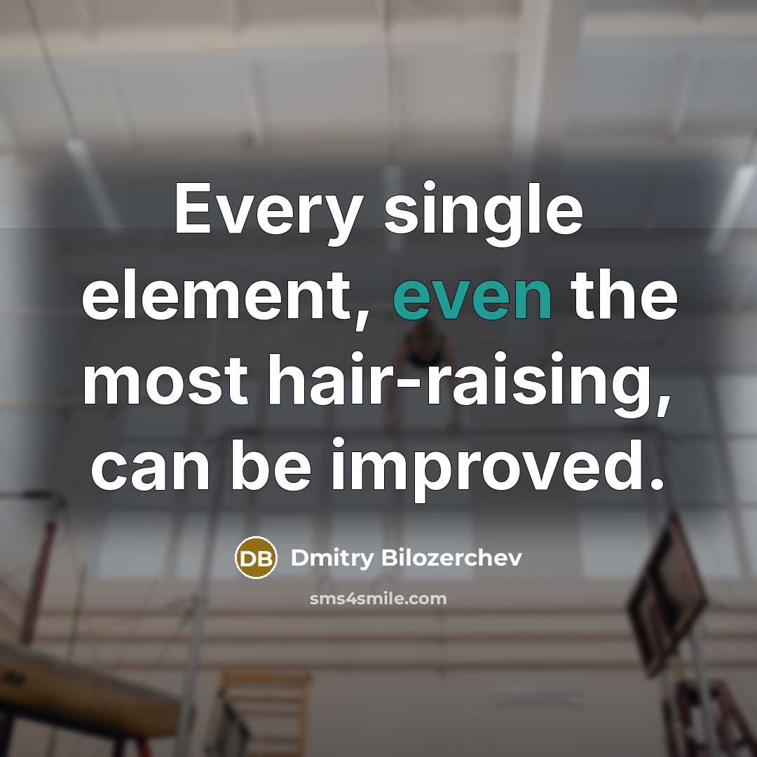 “Every single element, even the most hair-raising, can be improved.” quote by Dmitry Bilozerchev
