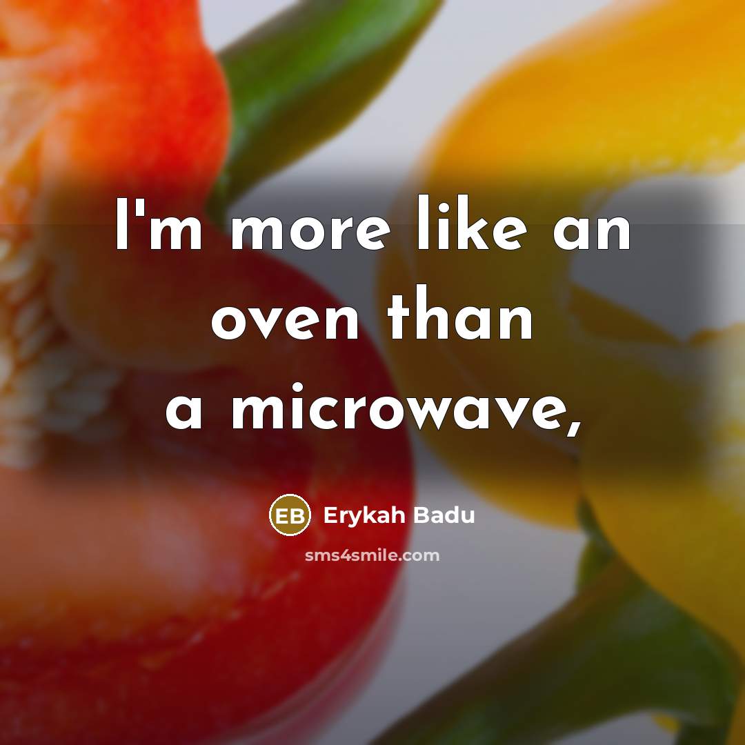 “I'm more like an oven than a microwave,” quote by Erykah Badu