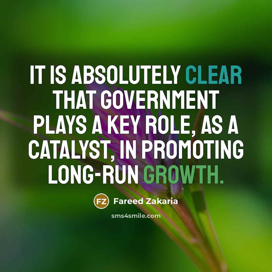 “It is absolutely clear that government plays a key role,…” quote by Fareed Zakaria