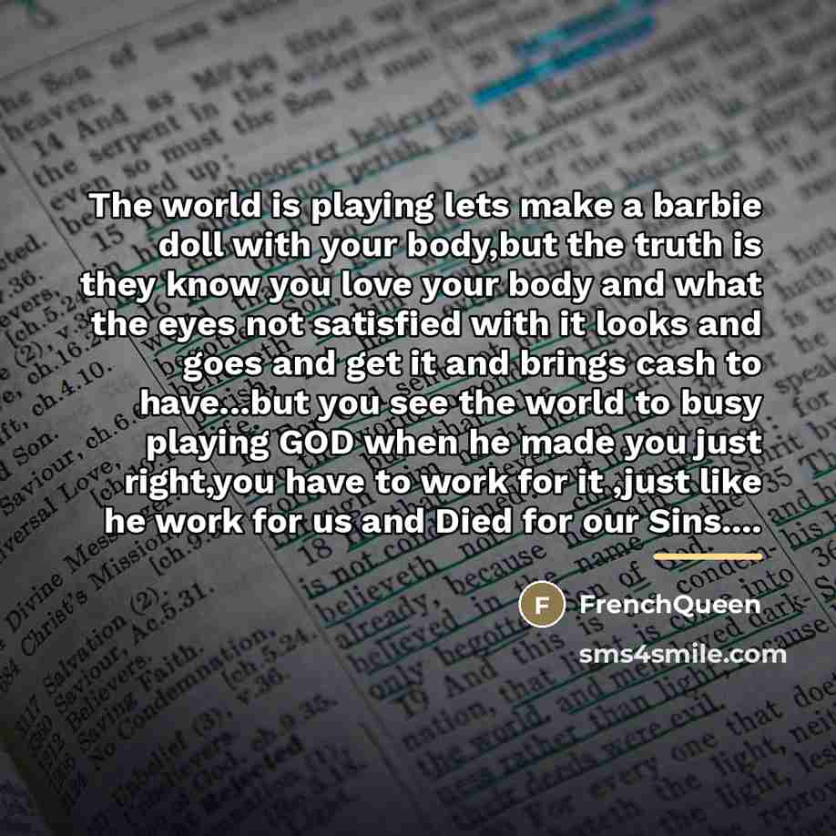 “The world is playing lets make a barbie doll with…” quote by Frenchqueen