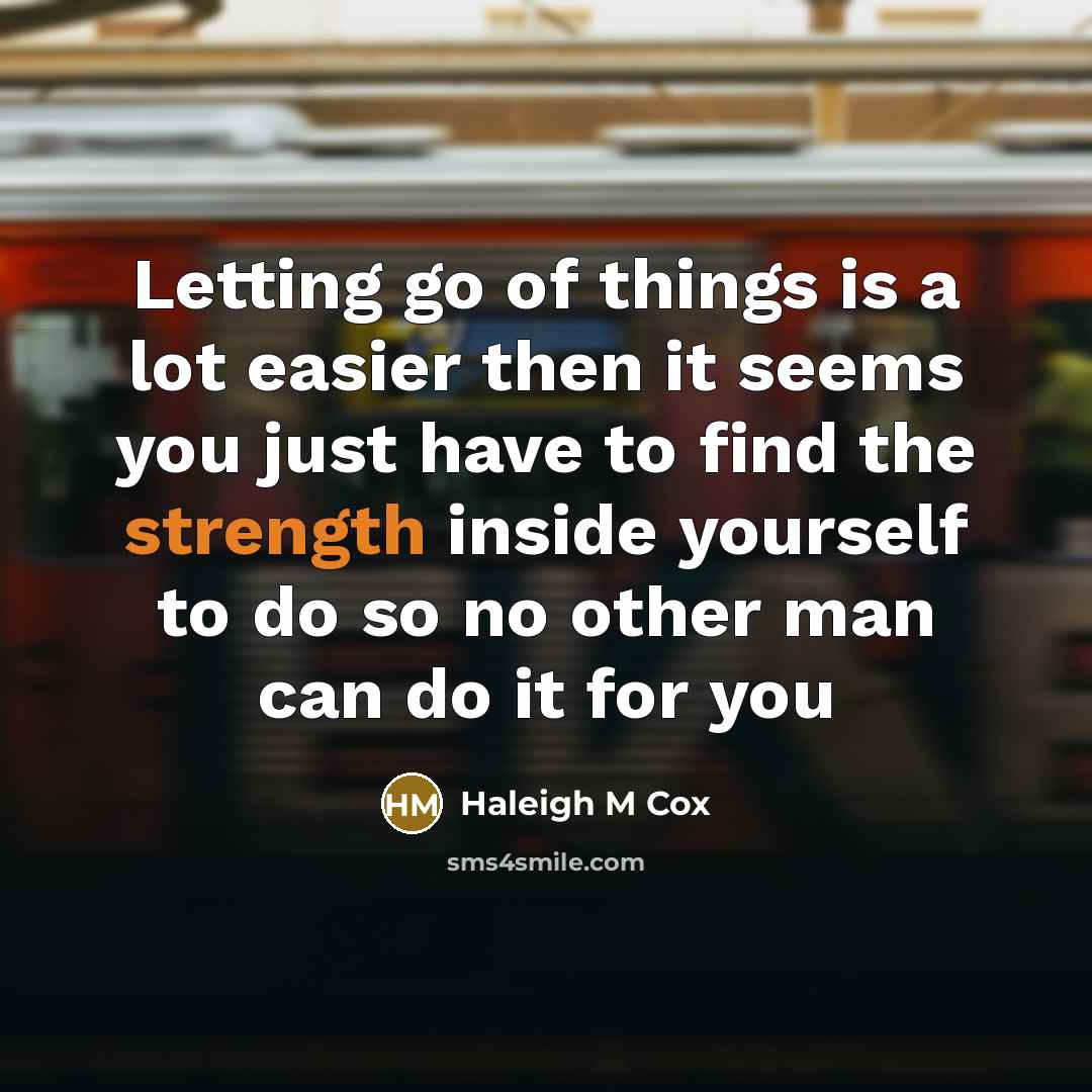 “Letting go of things is a lot easier then it seems you just have to find the strength inside yourself to do so no other man can do it for you” quote by Haleigh M Cox