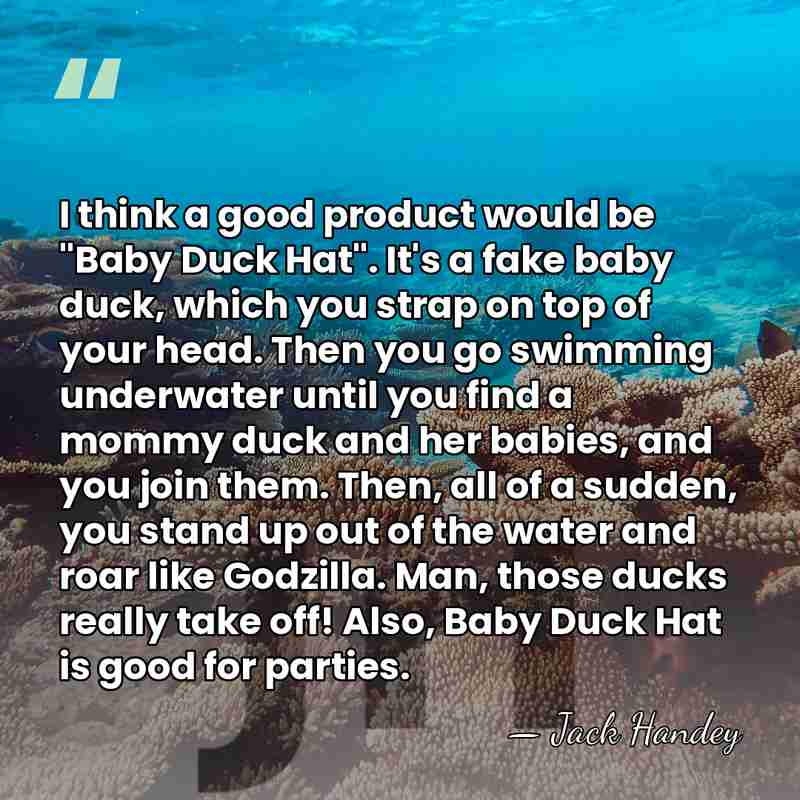 I think a good product would be "Baby Duck Hat". It's a&hellip; - Jack Handey