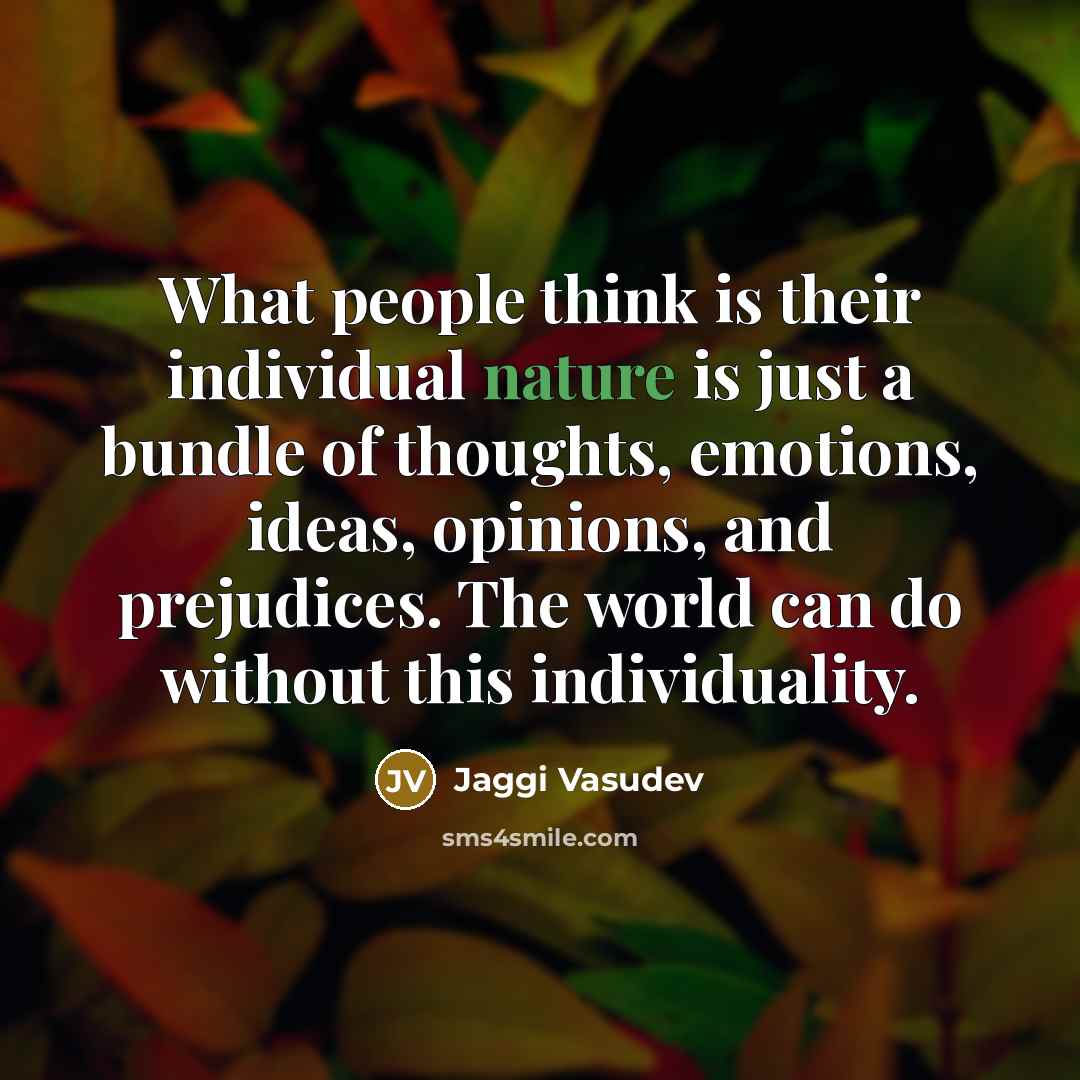 “What people think is their individual nature is just a…” quote by Jaggi Vasudev