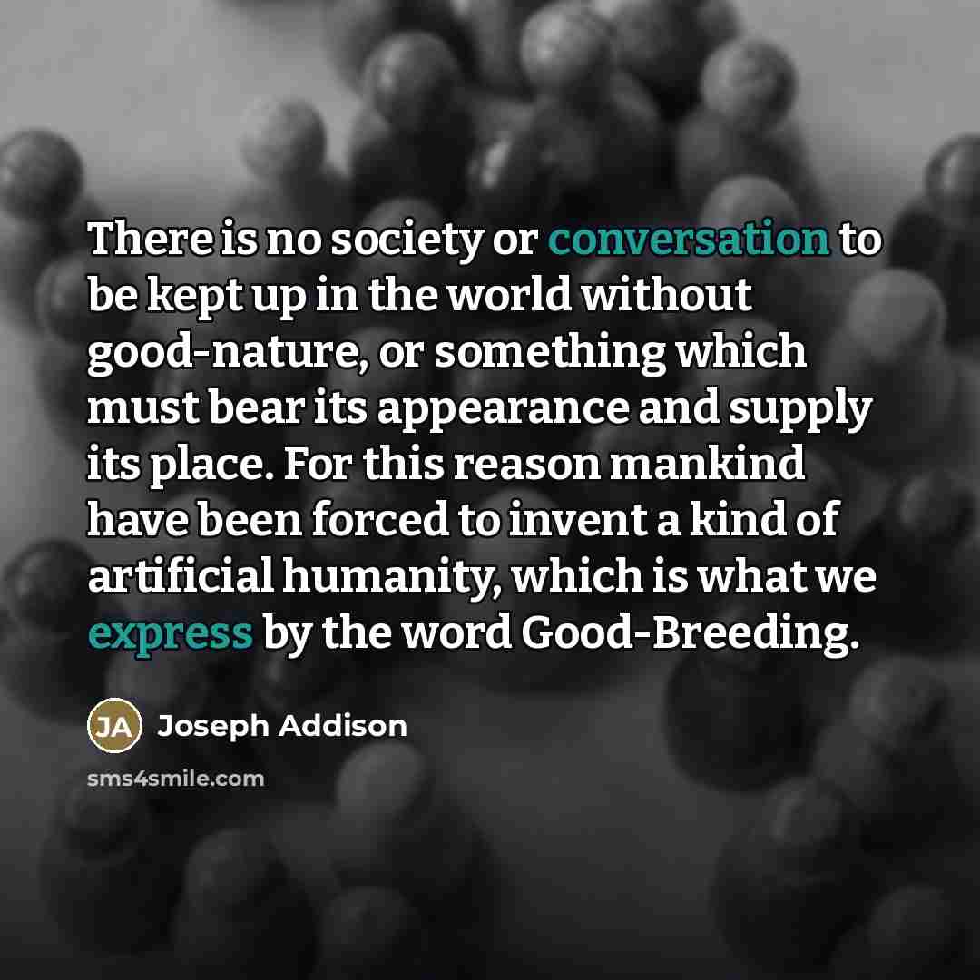 “There is no society or conversation to be kept up…” quote by Joseph Addison