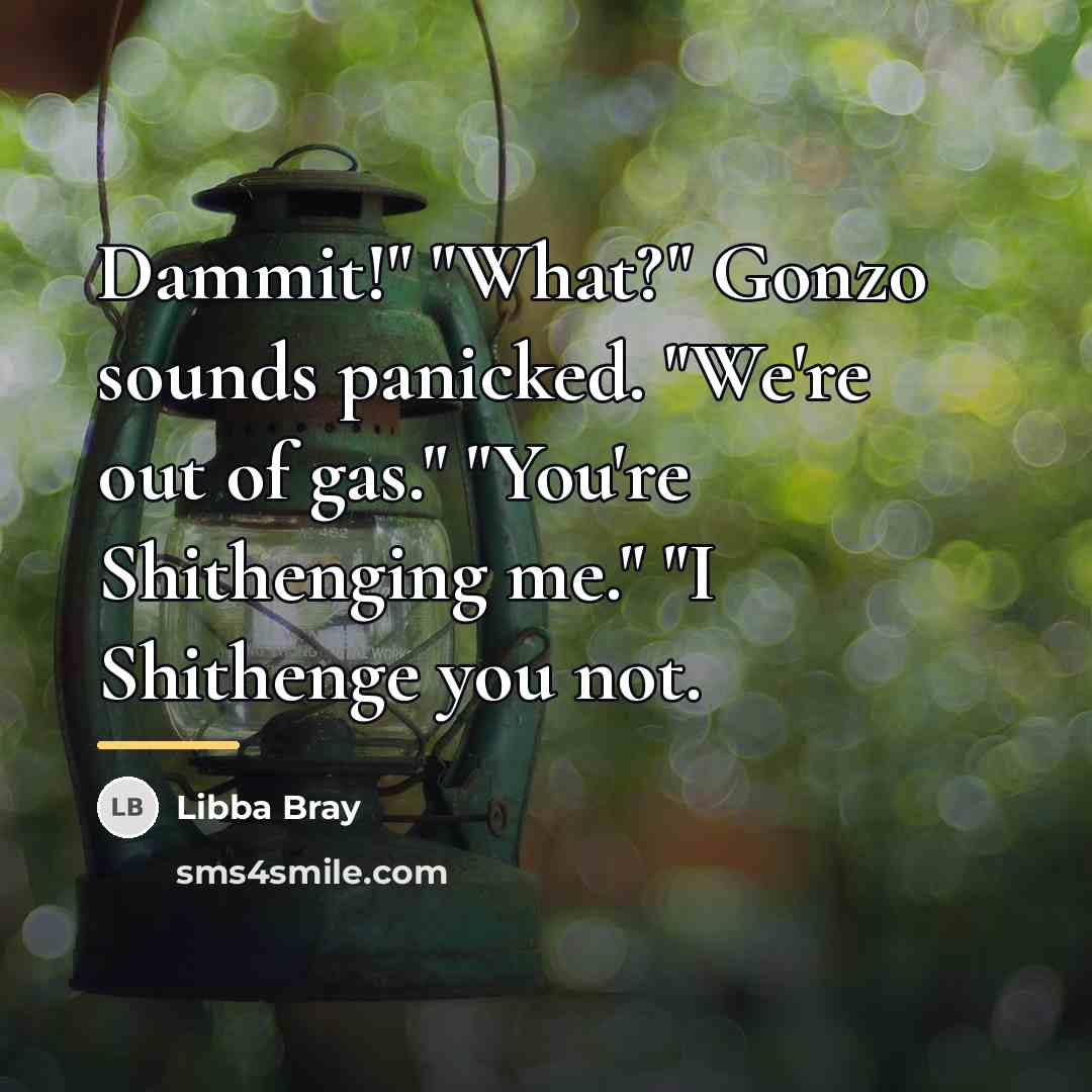 “Dammit!" "What?" Gonzo sounds panicked. "We're out of gas." "You're…” quote by Libba Bray