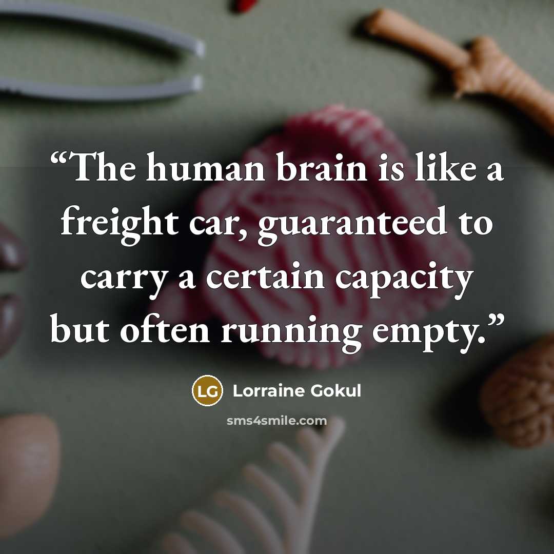 “The human brain is like a freight car, guaranteed to carry a certain capacity but often running empty.” quote by Lorraine Gokul