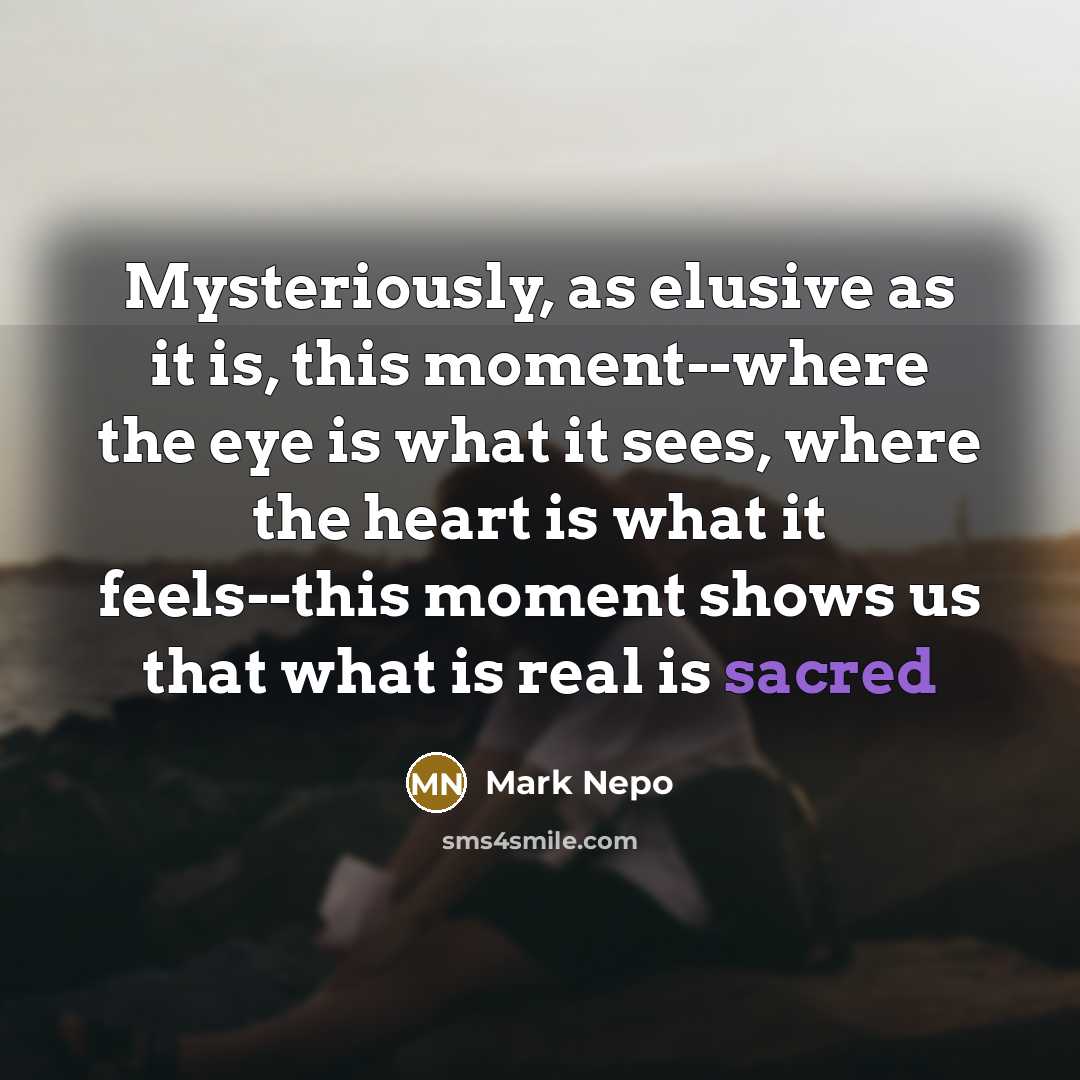 “Mysteriously, as elusive as it is, this moment--where the eye…” quote by Mark Nepo