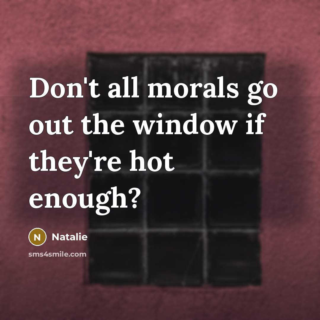 “Don't all morals go out the window if they're hot…” quote by Natalie