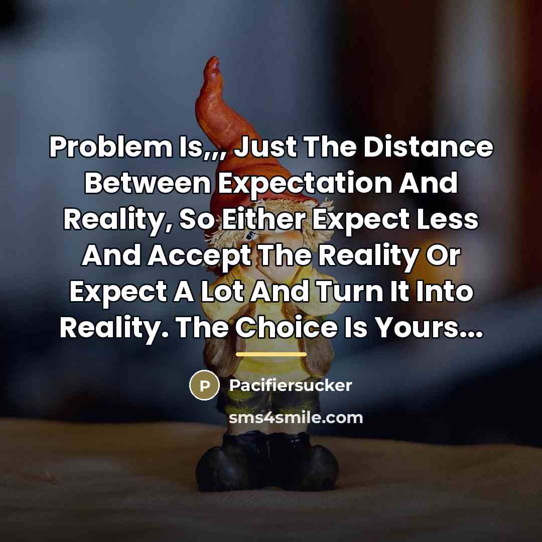 “Problem Is,,, Just The Distance Between Expectation And Reality, So…” quote by Pacifiersucker