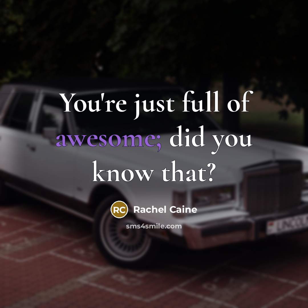 “You're just full of awesome; did you know that?…” quote by Rachel Caine