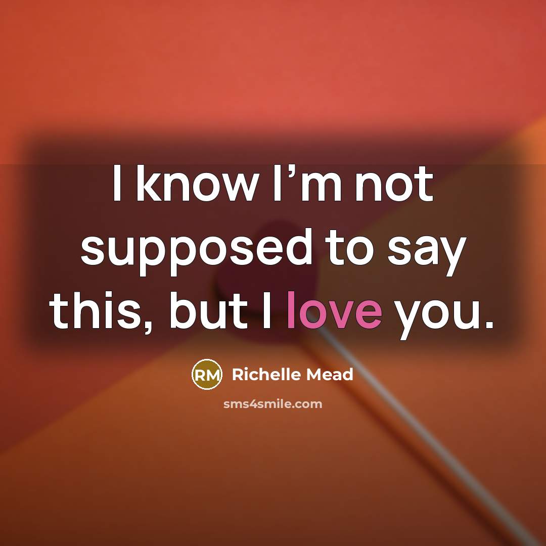 “I know I’m not supposed to say this, but I…” quote by Richelle Mead