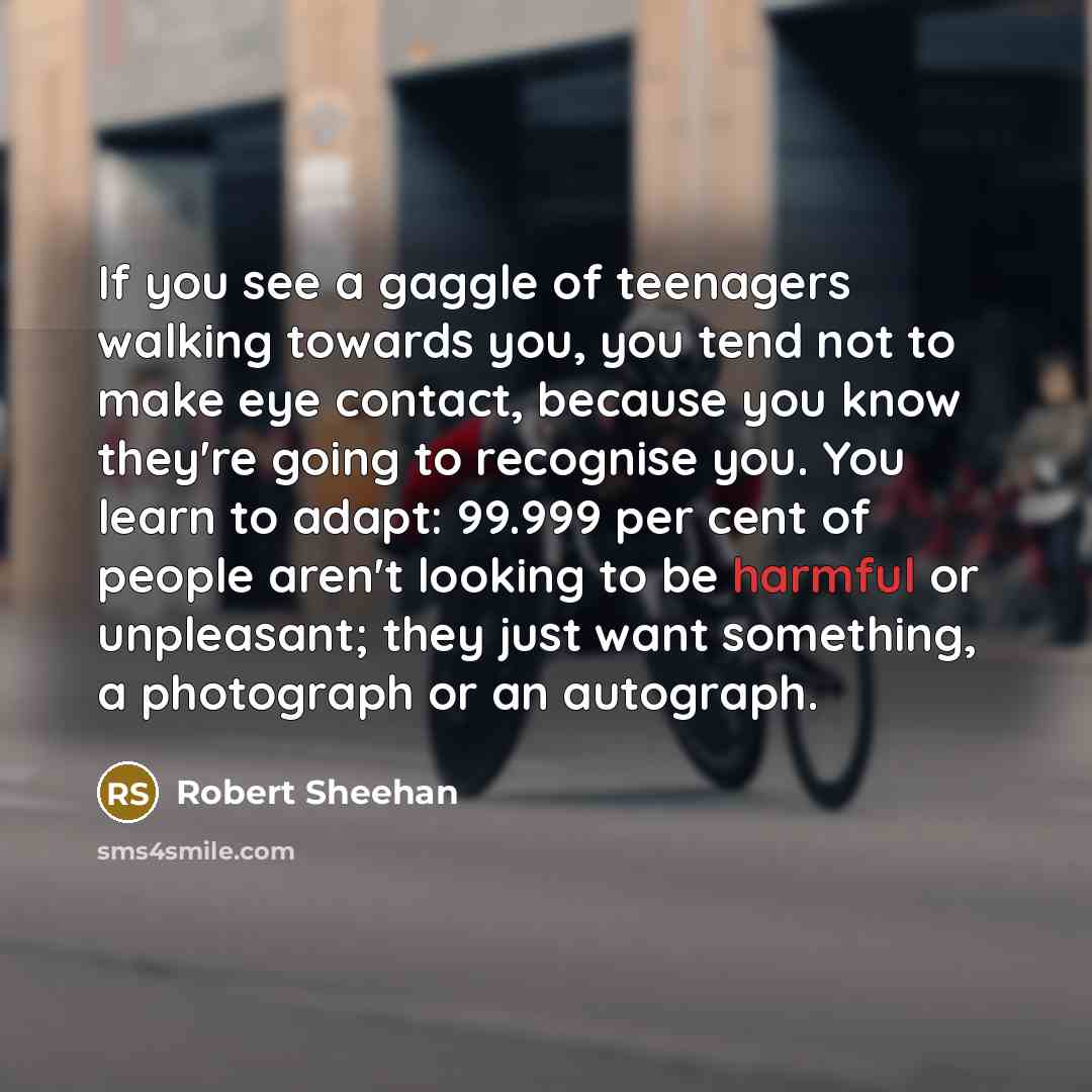 “If you see a gaggle of teenagers walking towards you,…” quote by Robert Sheehan