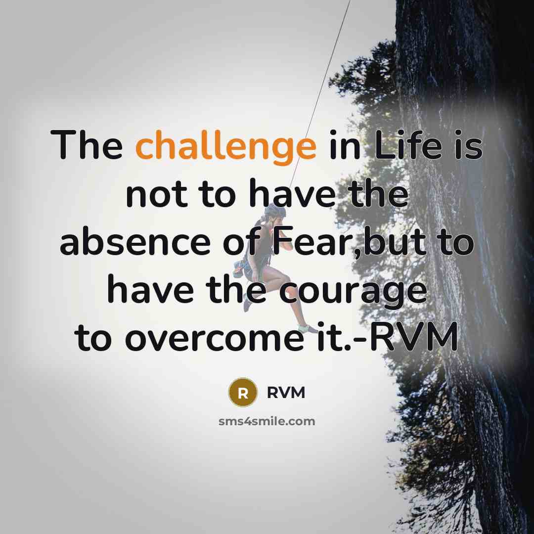 “The challenge in Life is not to have the absence…” quote by RVM